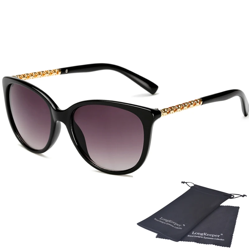 Солнцезащитные очки "кошачий глаз" Винтажная, брендовая, дизайнерская золото ноги солнцезащитные очки для Для женщин роскошный чехол-портмоне в ретро-стиле, женские солнцезащитные очки, женские очки зеркало UV400 - Цвет линз: black gray