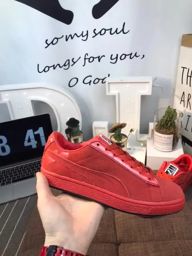 Оригинальная Puma 2018 Basket Heart лакированные женские кроссовки Замша сатин бадминтон