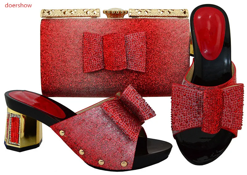

doershow red Matching Italian Shoe and Bag Set Italian Shoes with Matching Bag Nigerian Shoe and Matching Bag Women WR1-32