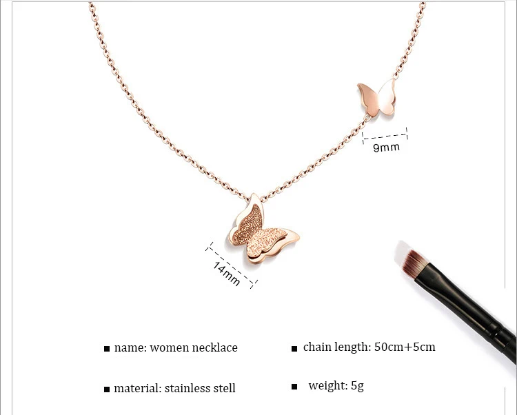 AMORUI Butterfly Trendy Pendant Necklace Rose Gold Choker Necklace Women Chain Necklace Fashion Women Stainless Steel Necklaces