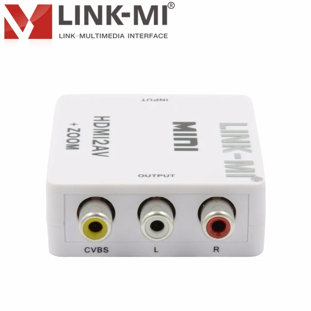 LINK-MI HA04 MINI HDMI в конвертер CVBS hdmi 2 av мини коробка HD сигнал аудио и видео выход NTSC и PAL два формат ТВ HDMI1.3