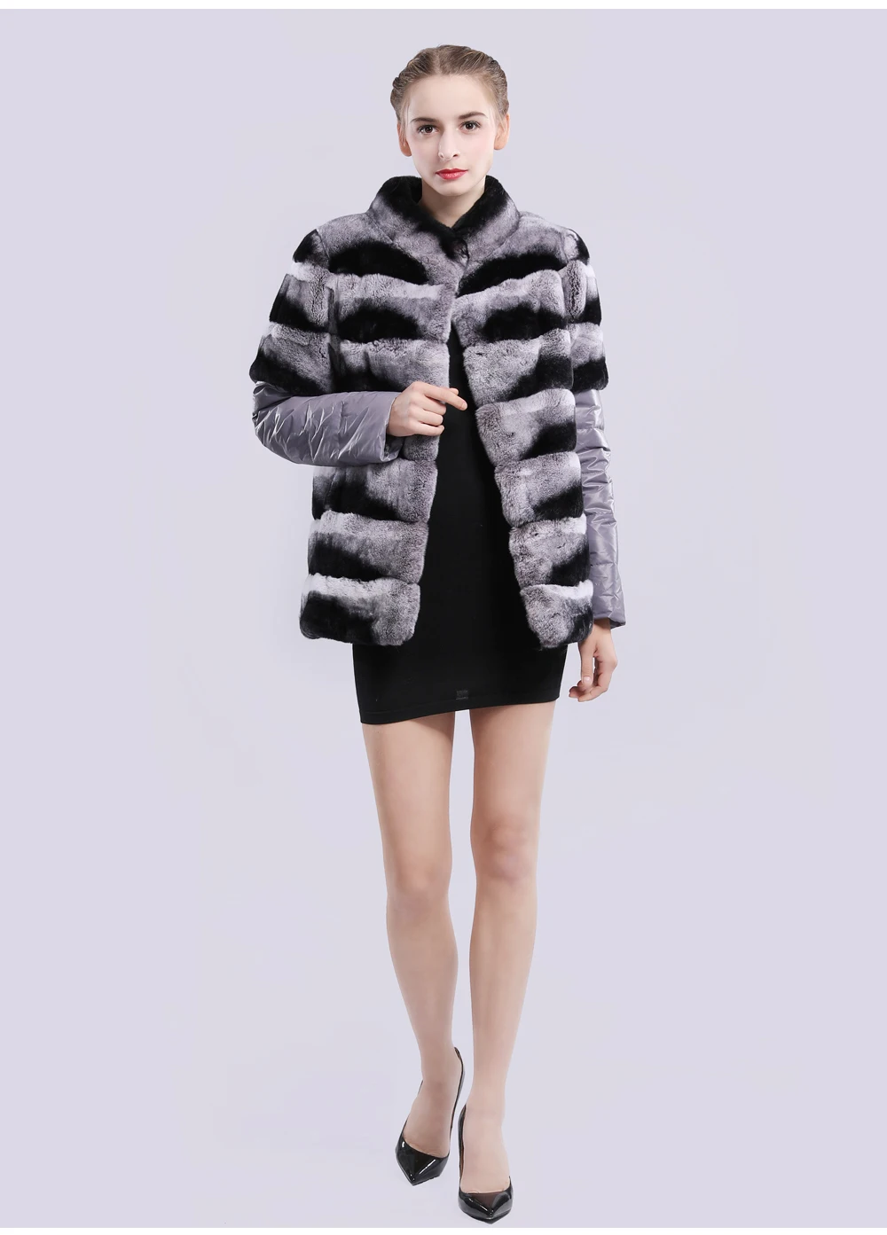 2019 зимняя длинная стильная куртка из натурального меха Рекс, женское плотное пальто из меха кролика Рекс, Высококачественное натуральное