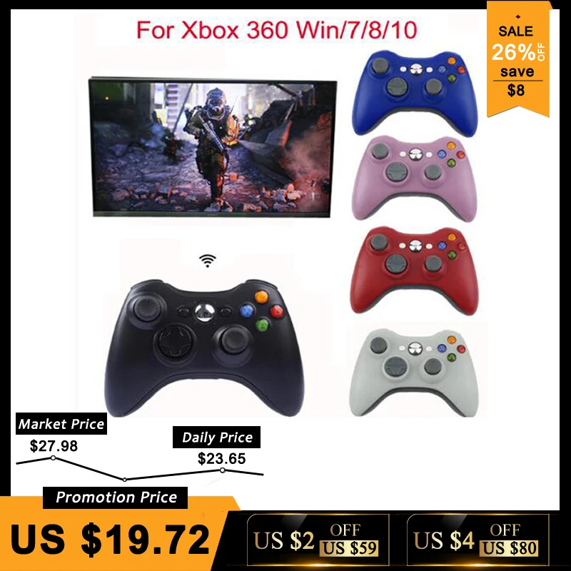 online 2.4g Controle Remoto Sem Fio Para Xbox 360 Computador Com PC Receptor Com Controle Joystick Gamepad USB Para Microsoft Xbox360