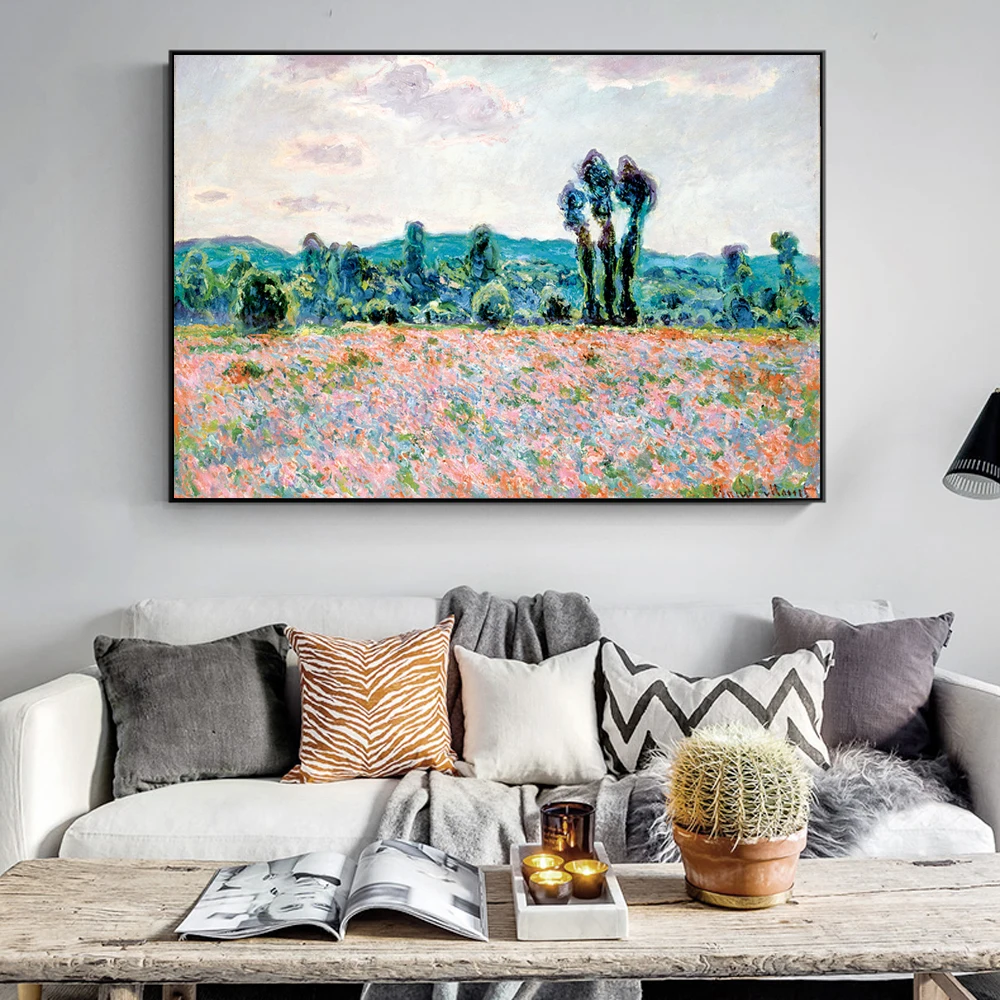 Poppy-Field-Paintings-On-The-Wall-By-Claude-Monet-Impressionist-Wall-Art-Canvas-Reproduction-Decorative-Pictures