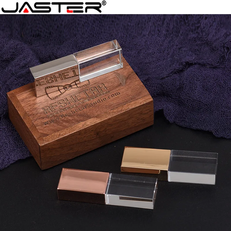 JASTER модный новый кристалл Usb с деревянной коробкой реальная емкость креативный USB