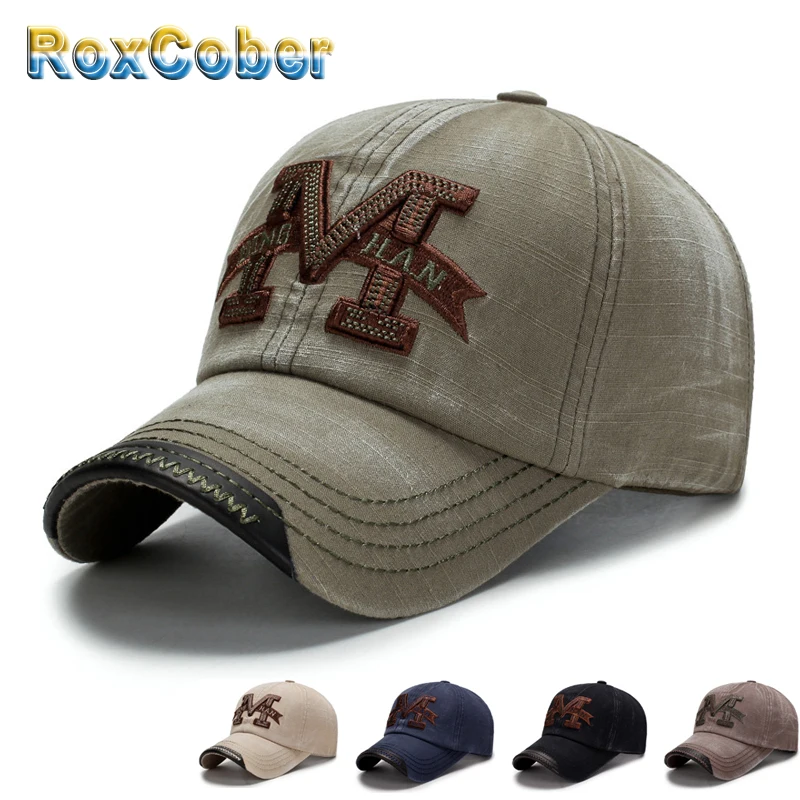

RoxCober Wholesale Spring vintage Cotton Cap Baseball Cap Snapback Hat Summer Letter embroidery Cap Fitted Cap Hat For Men Women