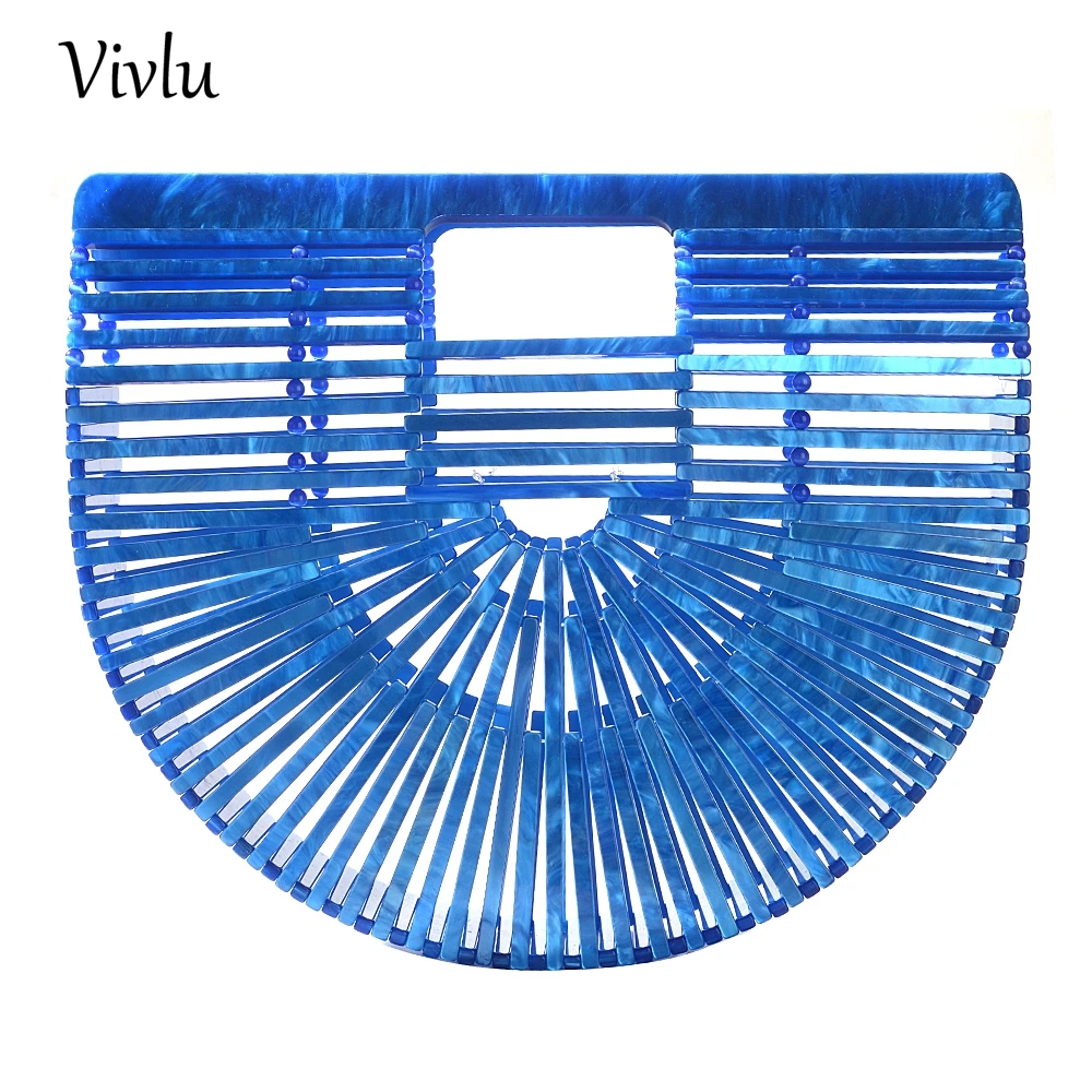 

Fashion Womens Ark Acrylic Handbag Large Tote Bag Hollow Out Summer Beach Handmade Clutch Evening Bag BG-030 Dropshipping