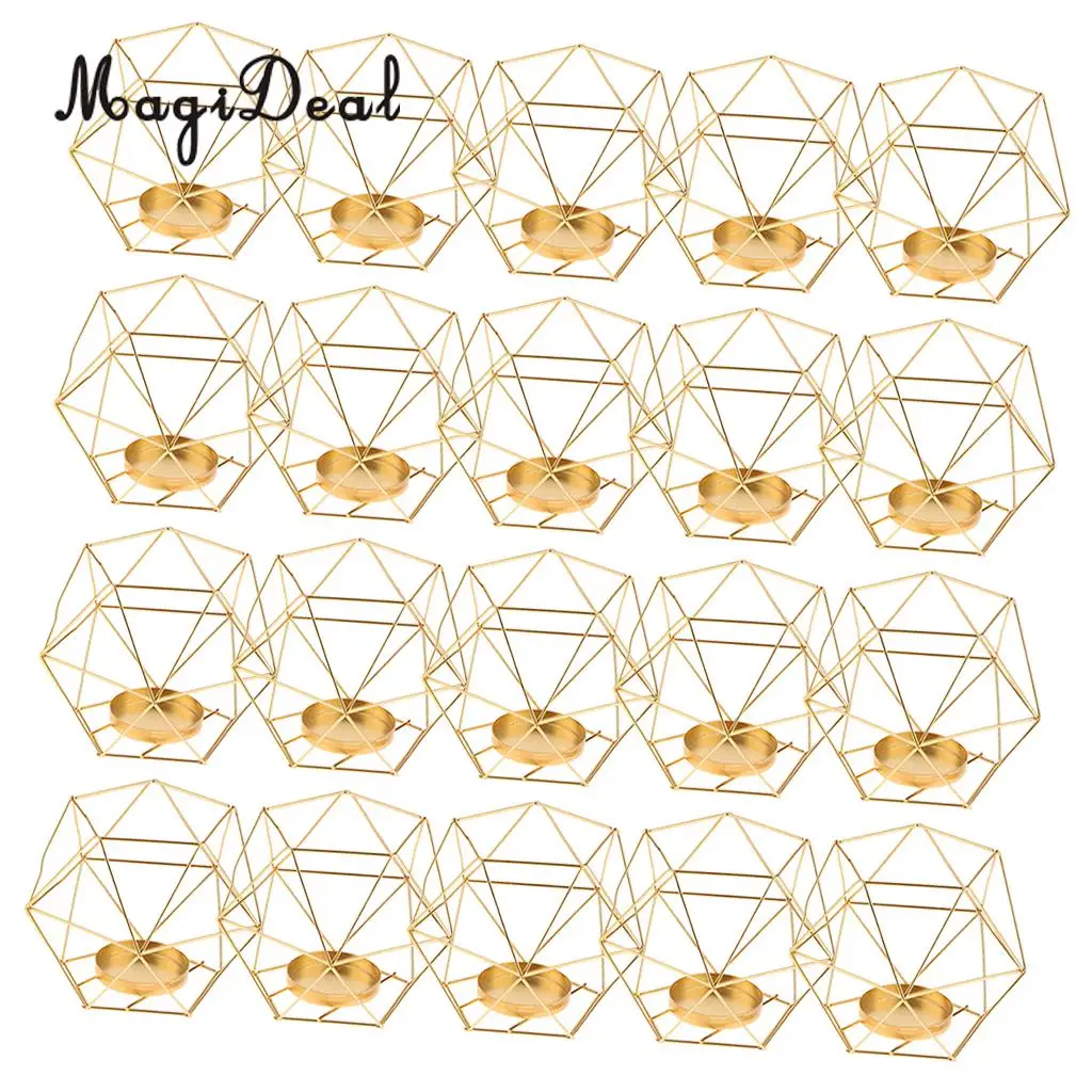 20pcs Industrial Design Hollow 3D Geometric Terrarium Lantern Planter Candle Holder Mood Tea Light Holder Case