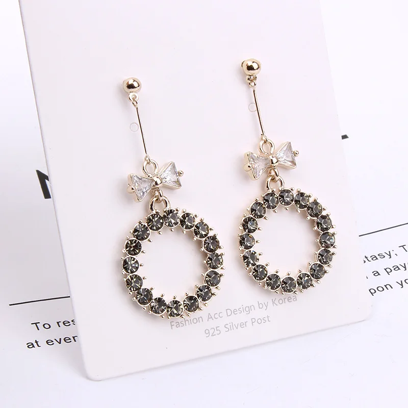 

Bowknot Earrings Female Fashion Long Earrings Crystal Women's Stud Earrings Fashion Jewelry