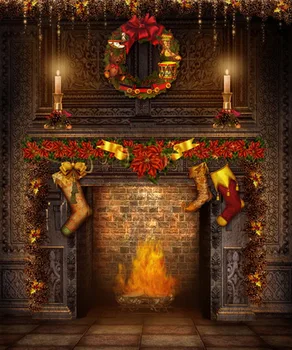 

Christmas Photography Backdrops Digital Fire Place newborn&pet Photo Backgrounds XT-2129
