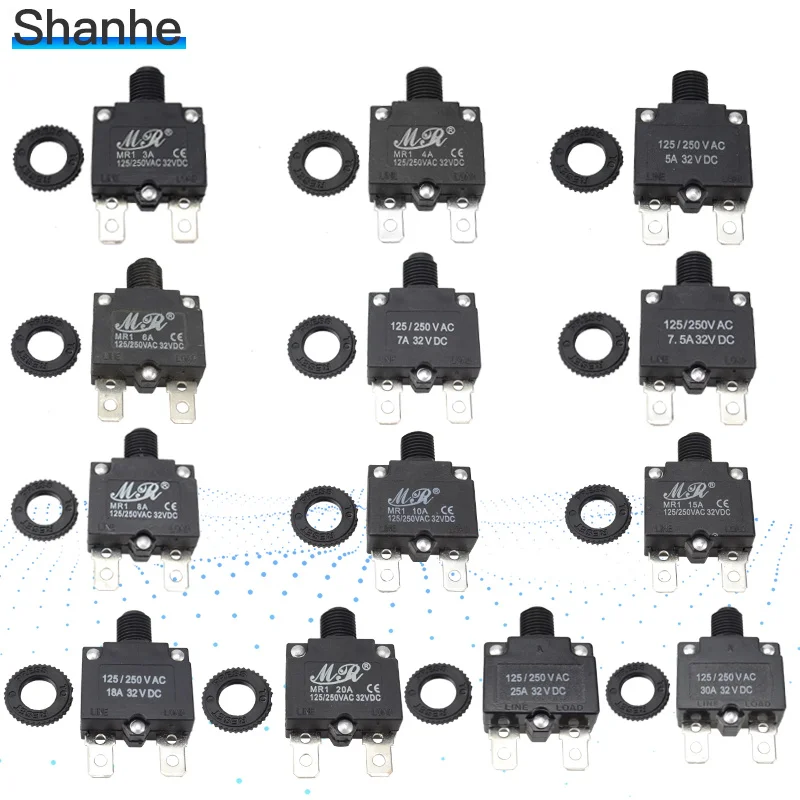 

1PCS Circuit Breaker Current Overload Protector Switch 3A 4A 5A 7.5A 8A 10A 15A 20A 25A 30A