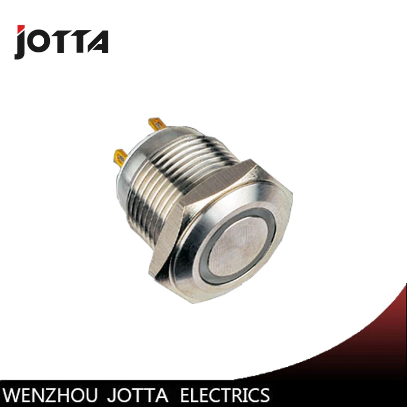

GQ16F-10E/J 16mm LED light ring lamp type metal push button switch with Flat round