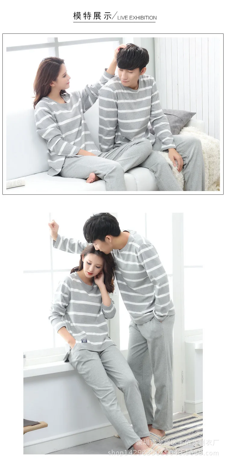 Спортивные костюмы Новая Домашняя одежда мужские и женские пижамы с длинными рукавами осенне-зимние хлопковые костюмы для влюбленных рубашка+ брюки комплект из 2 предметов
