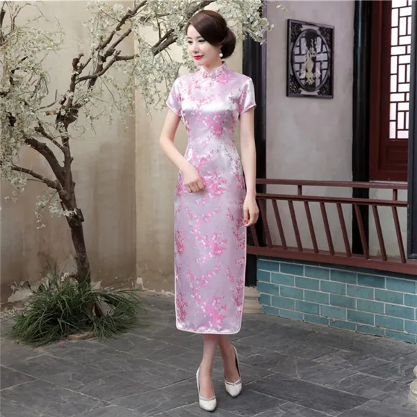 Красное китайское женское платье, винтажное, атласное, Qipao, сексуальное, длинное, тонкое, Cheongsam, горячая Распродажа, Цветочное платье, Размеры s m XL XXL 3X4XL 5XL 6XL JA13