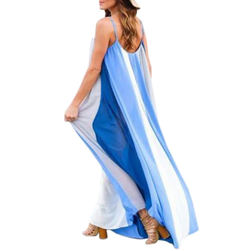 Summer Beach Dresses Women Sexy Spaghetti Strap Striped Maxi Sundress Sleeveless Boho Casual Swing Chiffon Long Dress Summer Beach Dresses Women Sexy Spaghetti Strap Striped Maxi Sundress Sleeveless Boho Casual Swing Chiffon Long Dress