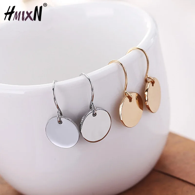 

2019 Simple Metal Round Gold Silver Color Drop Earrings For Women oorbellen Alloy Geometric Earring Jewelry Gift boucle doreille