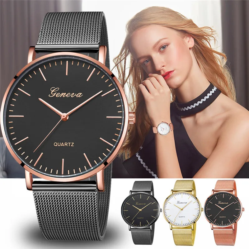 Drop shipping Fashion Silver Mesh Quartz Watch Women Metal Stainless Steel Dress Watches Relogio Feminino Gift Clock montre