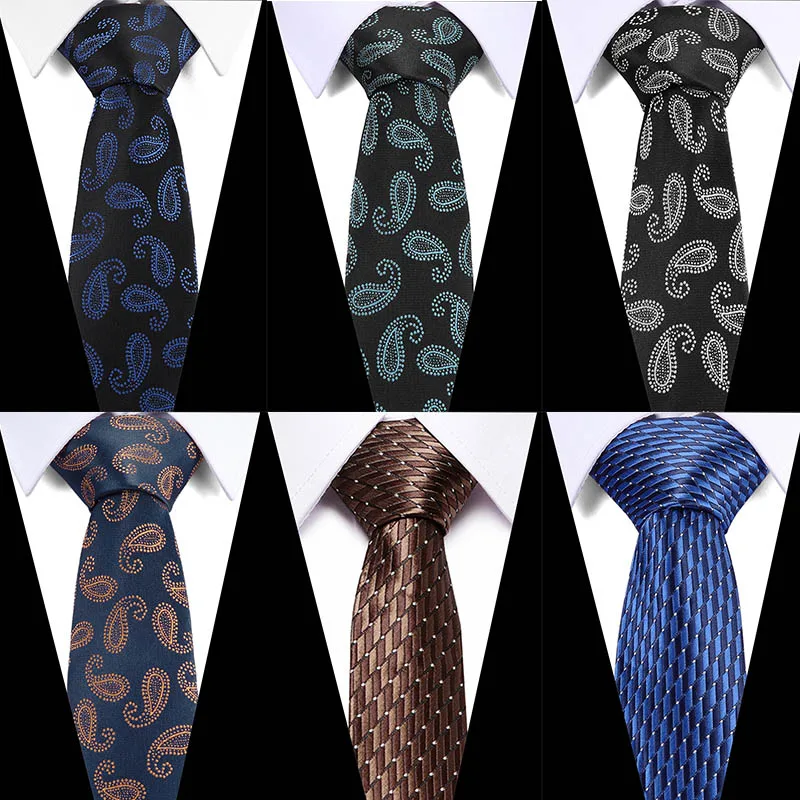 

Luxury Mens Tie 7CM Black Navy Gray Paisley Silk Neckwear Jacquard Woven Neck Ties For Men Formal Business Wedding Party Necktie