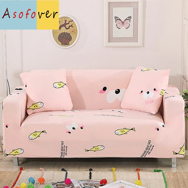 Asofover Pink Fish Sofa Covers For Living Room Slipcover Sofa Cover