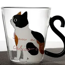 Милый хвост черный Кот Китти воды кружка стеклянной чашки молоко чай кофе фруктовый сок кружка посуда для напитков/офисные подарки для девочек