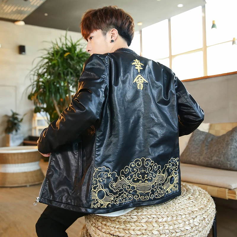 Autumn New men's PU leather jacket Casual motorcycle leather jacket men coat Slim Windproof Autumn New men's PU leather jacket Casual motorcycle leather jacket men coat Slim Windproof
