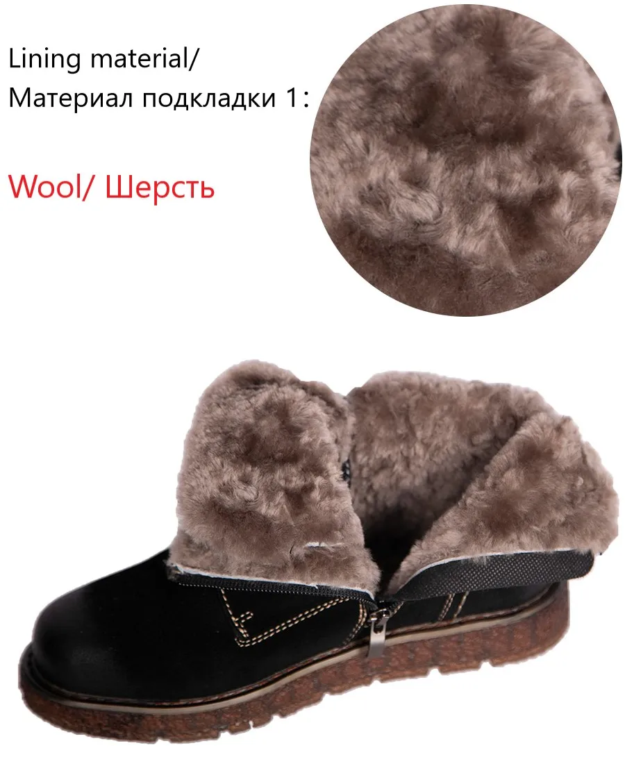 BELISS ankle boots women genuine leather 2018 casual warm fur comfortable lace up flats winter boot for women   (15)