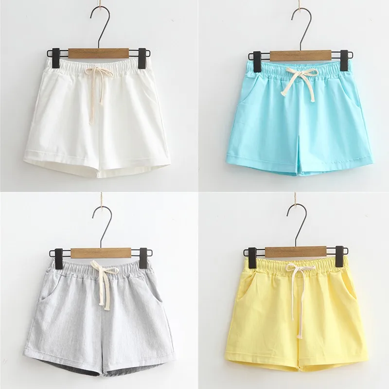 Шорты женские новые Pantalones Cortos Mujer женские шорты конфетного цвета повседневные свободные хлопковые и льняные прямые шорты