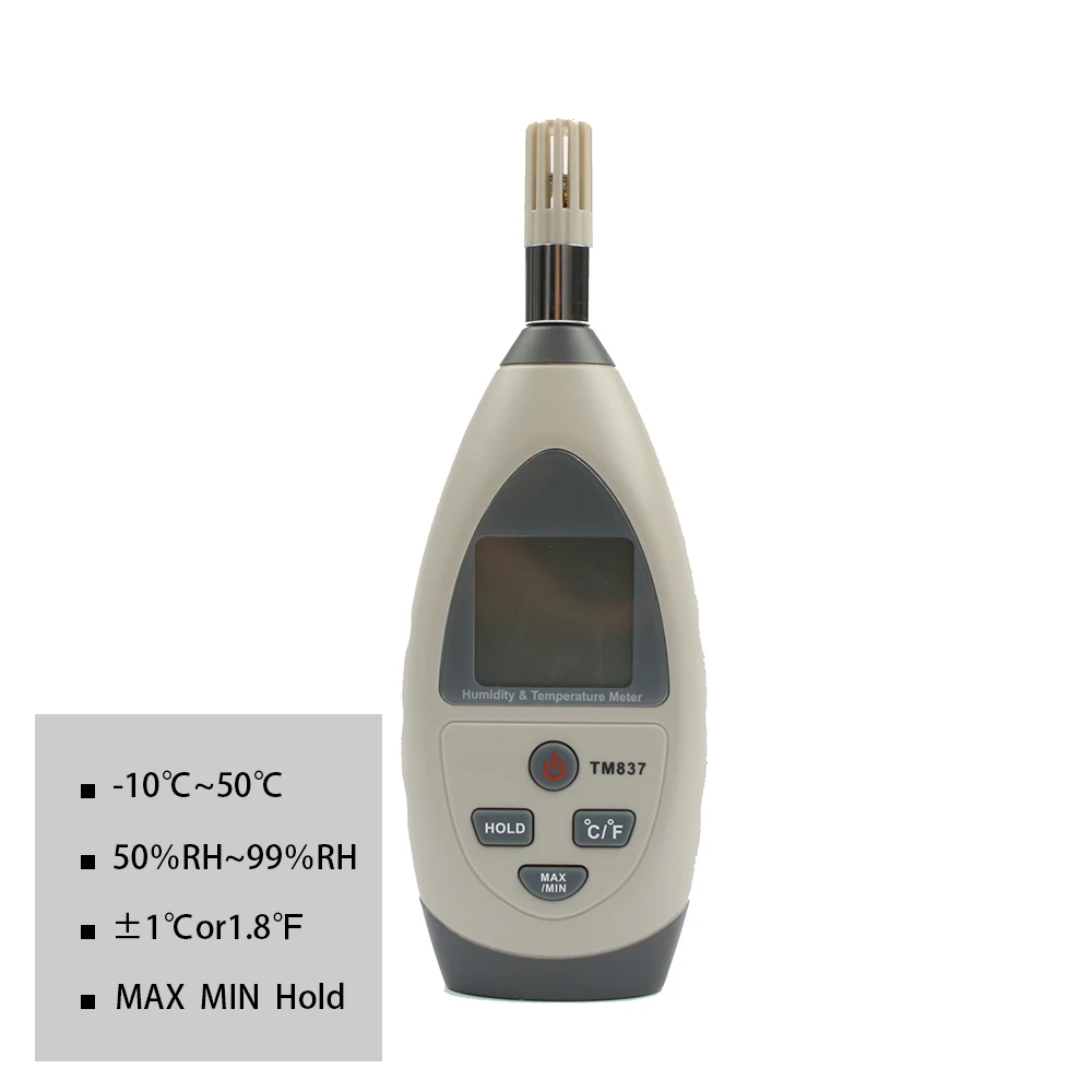

TECMAN TM837 Temperature and humidity meter tester measuring instrument Professional -10~50C +/-1C RH 5% ~99% RH+/-5%