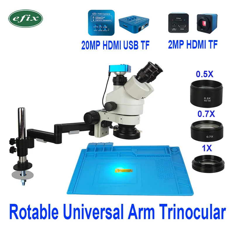Efix Складная универсальная подставка тринокулярная паяльная стерео HDMI HD камера микроскоп непрерывный зум Simul фокусное расстояние телефон ремонт