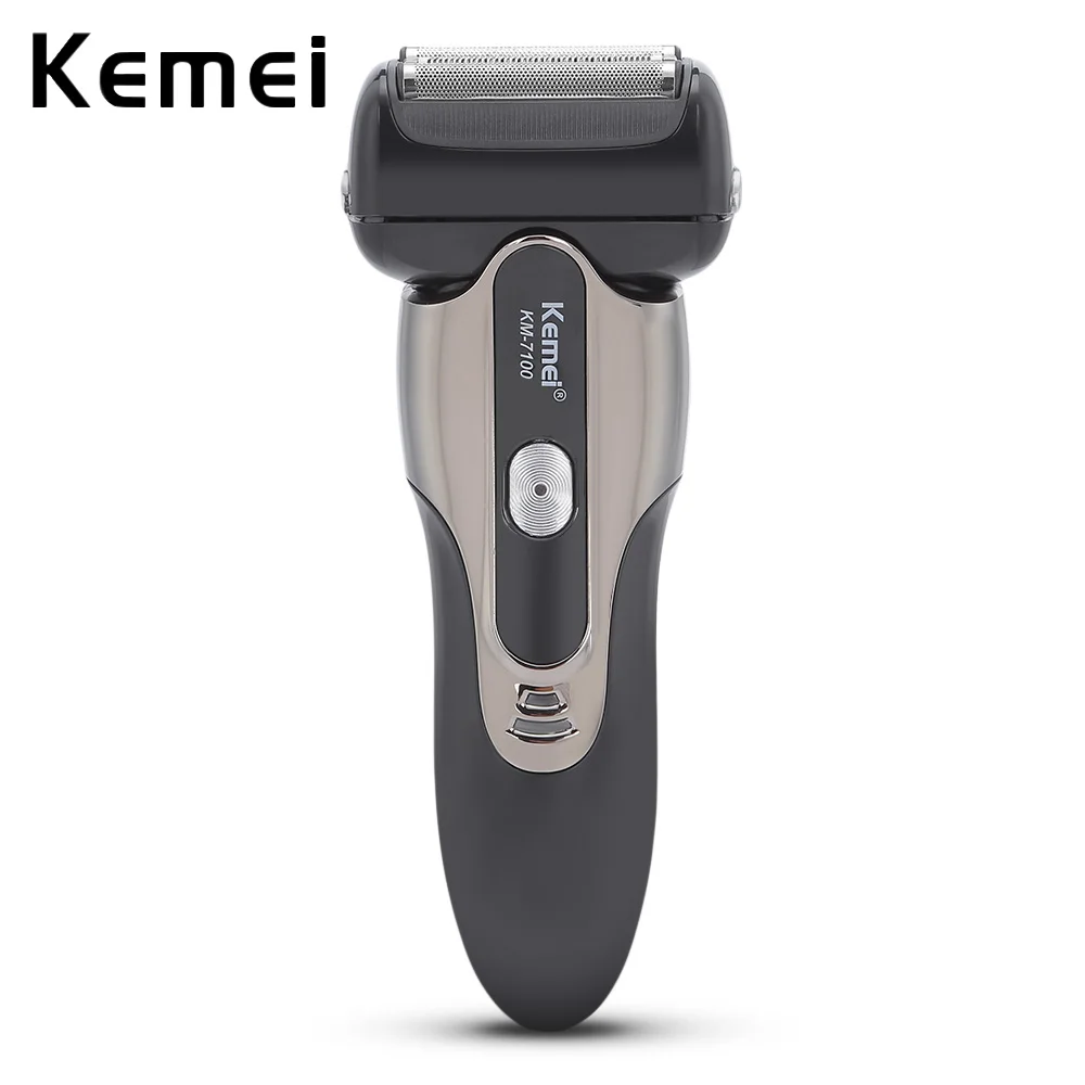 

Kemei KM - 7100 Rechargeable Washable Electric Shaver 3 Blade Floating Reciprocating Cordless Facial Beard Use Wet / Dry shaver