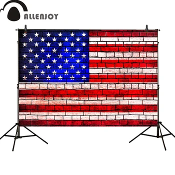 

Allenjoy photography backdrops Brick vintage American Flag independence Day newborn baby shower background photocall
