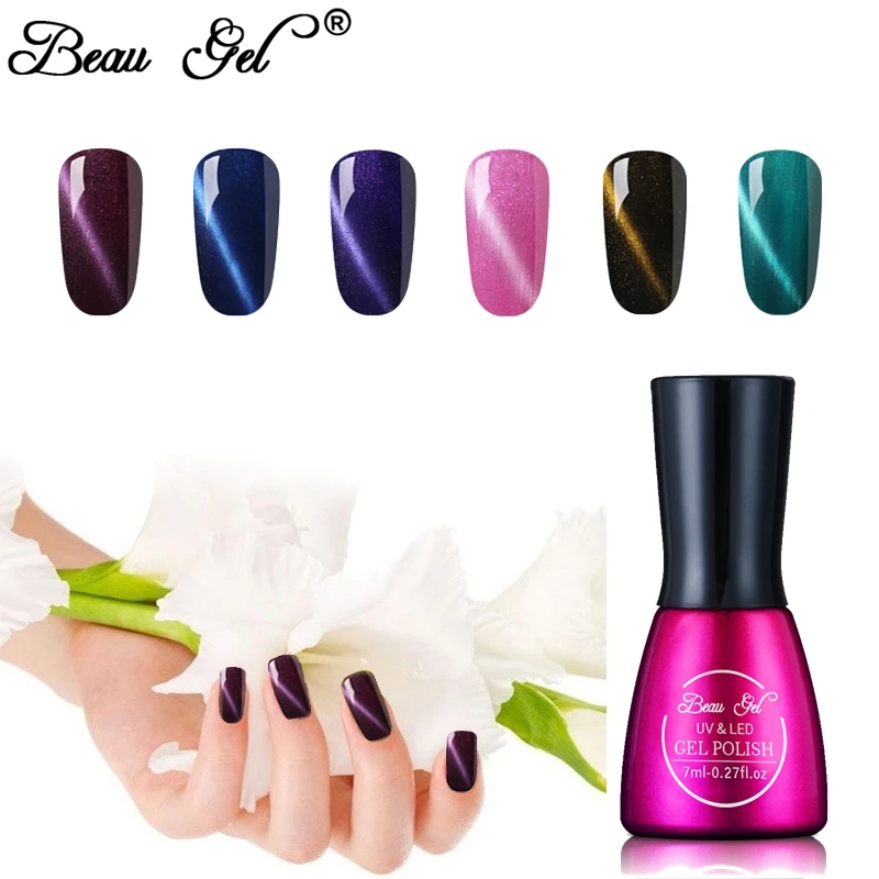 

Beau Gel UV Nails Cats Eye Gel Polish Long Lasting UV Semi Permanent Polish Magnet Cat Eye Gel Polish 7ML Soak Off Gel Varnish