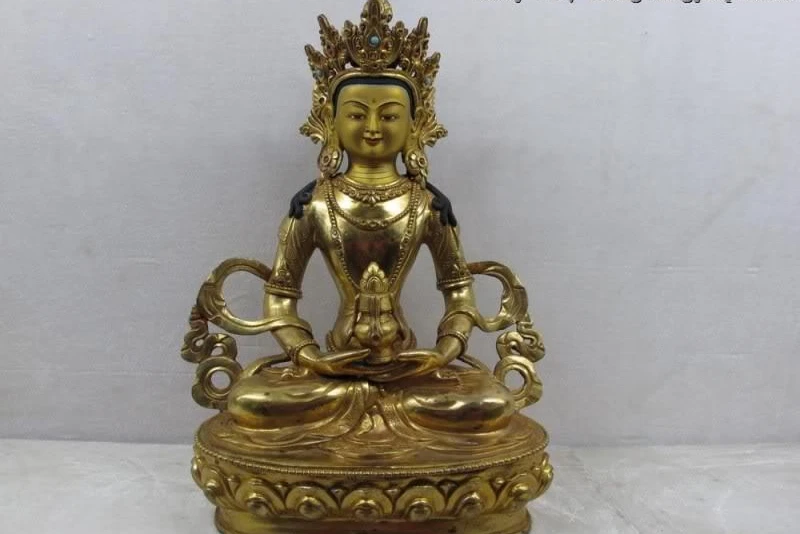 

Tibet purple Copper Gild Amitayus Avalokitesvara GuanYin Kwan-Yin Goddess Buddha