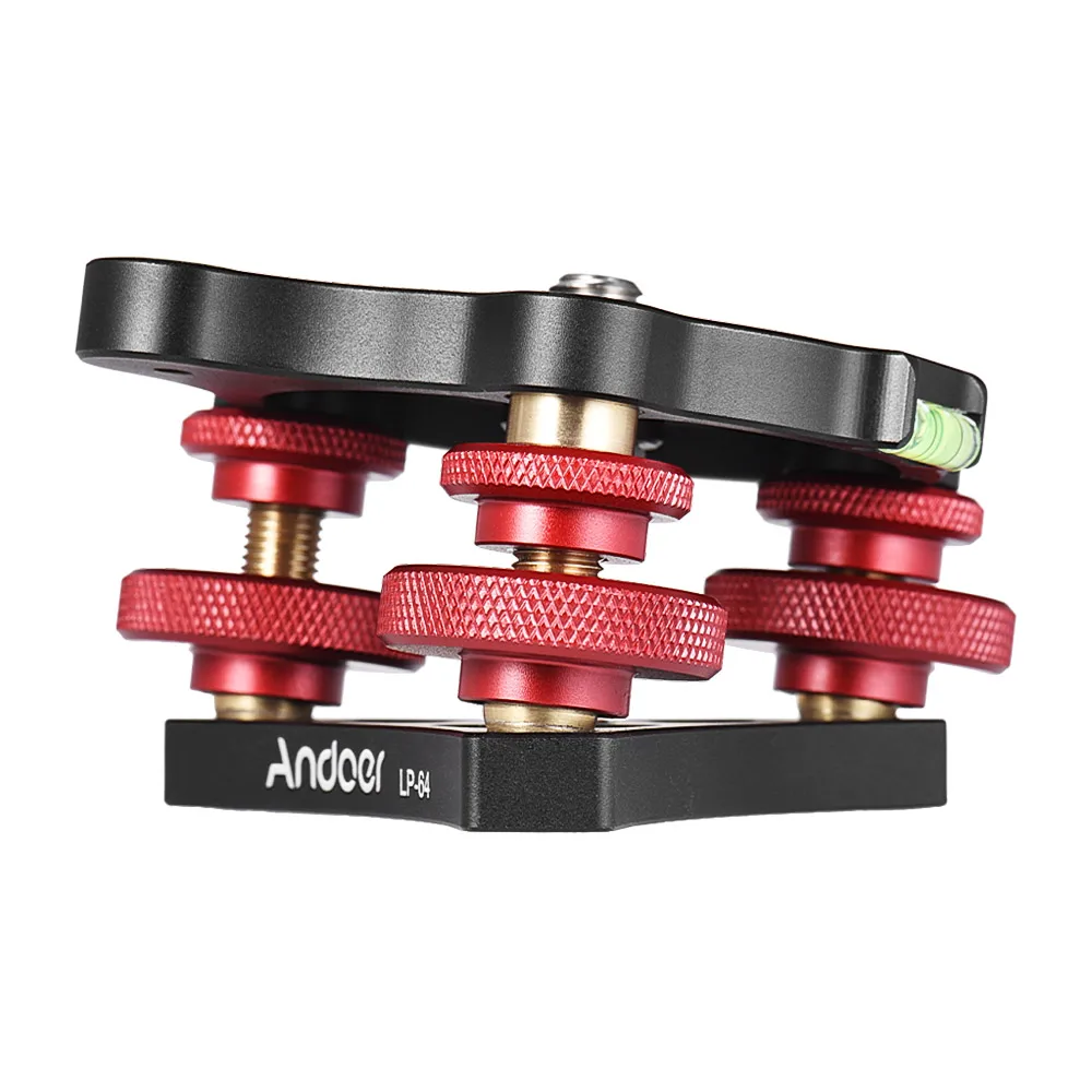 Andoer LP-64 Camera Tripod Head Leveling Base Tri-wheel Precision Leveler w/ Bubble Level 3/8" Screw Aluminum Alloy Load 15kg