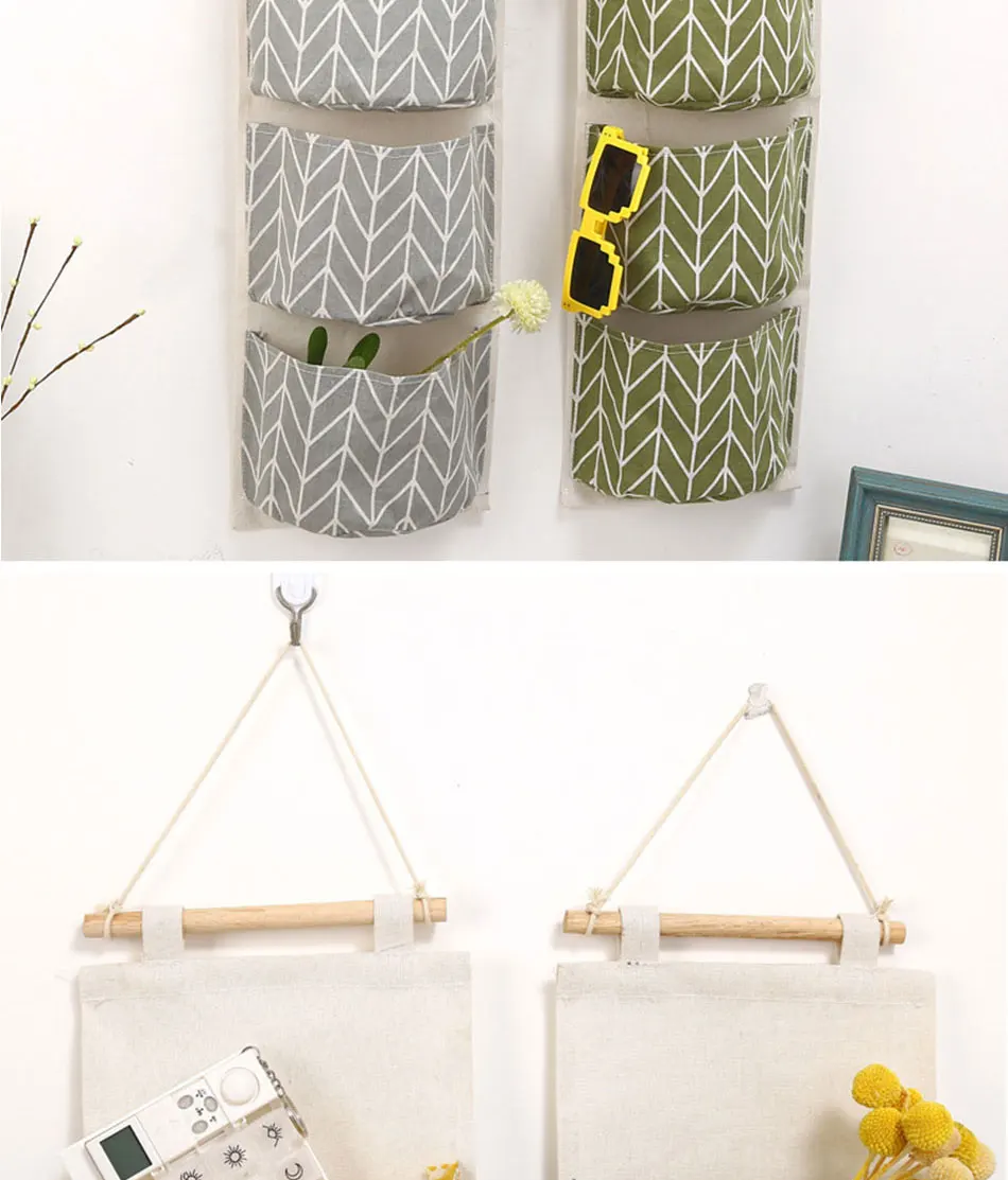 Cute Wall Sundry Cotton Line Hanging Organizer Bag Multi-layer Holder Makeup Rack Jewelry Storage Box Basket Home Decoration (4)