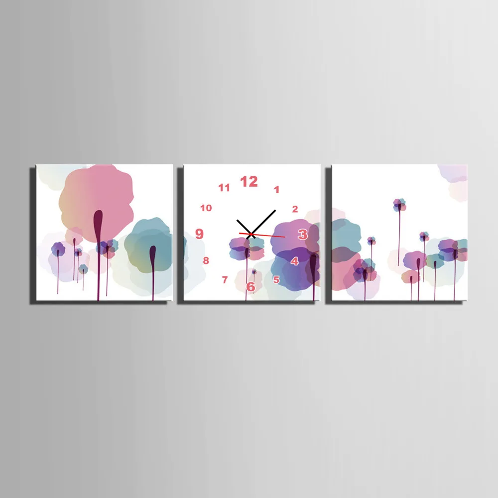

Free Shipping MINI SIZE E-HOME The Woods Of Ink And Wash Clock in Canvas 3pcs wall clock