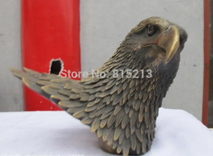 

bi0011630 12"China Bronze Lifelike Eagle Hawk Head Art Sculpture Statue