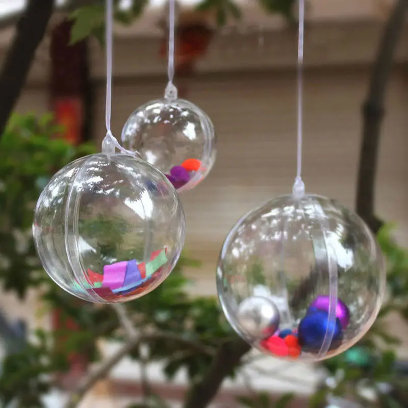 20 шт., прозрачные акриловые шары для рукоделия, 2 части, сферические безделушки, Рождественские шары для конфет, свадебные украшения для вечеринки