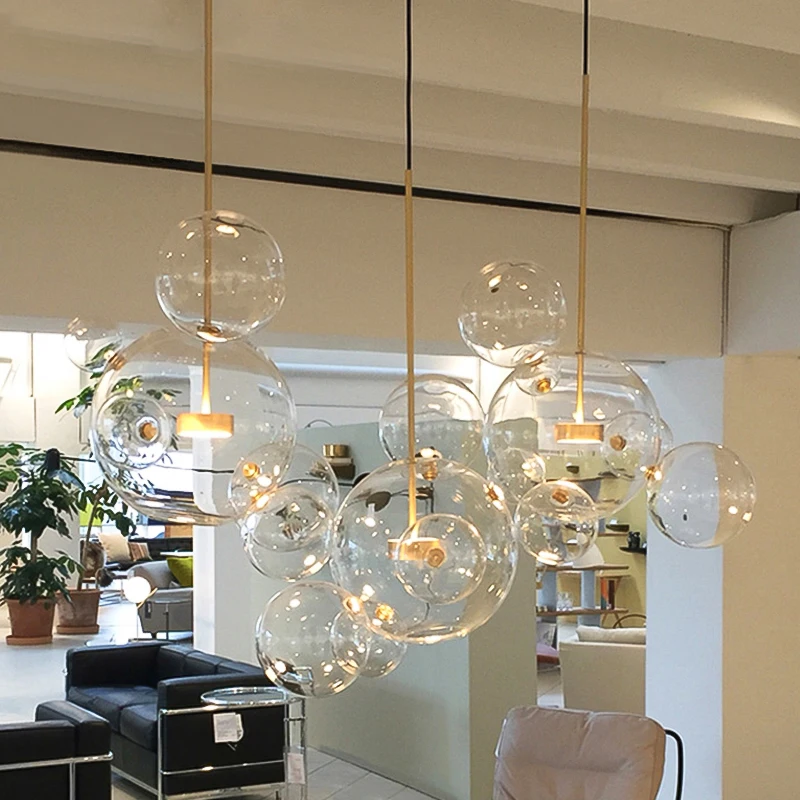 Mid Century Modern Home Decor Glass Bubble Chandelier Dining Room Kitchen Island Lighting Hanglamp Blown Glass Chandelier Pendant Lights Aliexpress