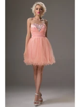 Real Plus Size Short Prom Kleider Coral A-line Liebsten Perlen Tüll Juniors Cocktailkleider 2016 CD9607