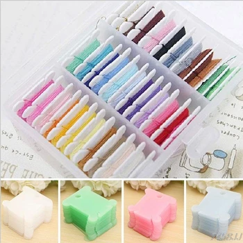

6 Colors 100Pcs Embroidery Floss Craft Thread Bobbin Cross Stitch Storage Holder Plastic Sewing Accessories Drop ship