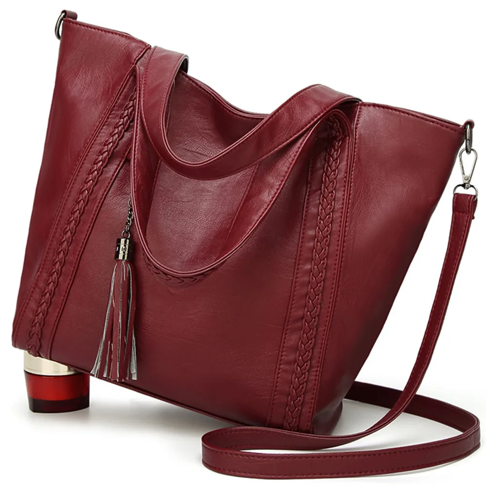 

Leather Women Bag Bucket Shoulder Bags Big Handbag Large Capacity Top-handle Bags Fashion New Ladies Hand Bags 2018 NEW