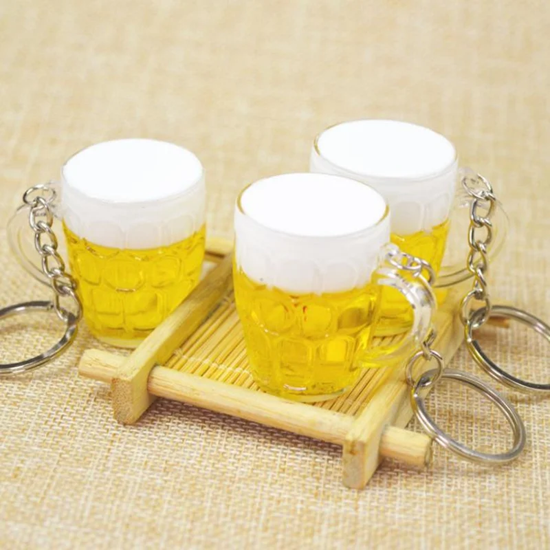 

100PCS Unique Design Resin Beer Cup Keychain Cute Key Rings Hanging Ornament for Bags F20174081