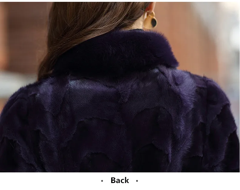 LEAYH роскошный толстый теплый натуральный Шуба из натуральной норки для женщин Женская мода натуральный мех Длинные куртки фиолетовый цвет
