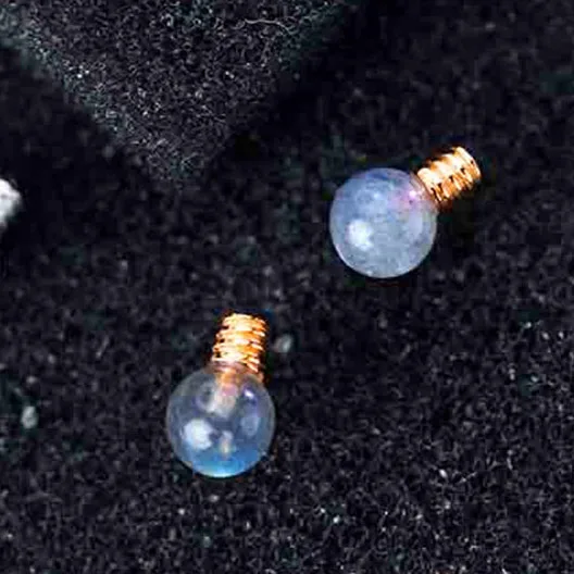S925 Стерлинговое Серебро серьги из лунного камня для женщин минималистичный маленький круглый светильник серьги-гвоздики повседневные свадебные серьги, ювелирные изделия - Gem Color: Rose Gold Earrings