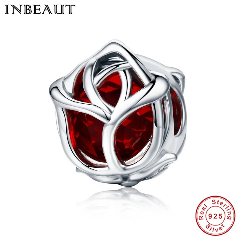INBEAUT 100% Настоящее серебро 925 пробы романтические красные циркониевые садовые