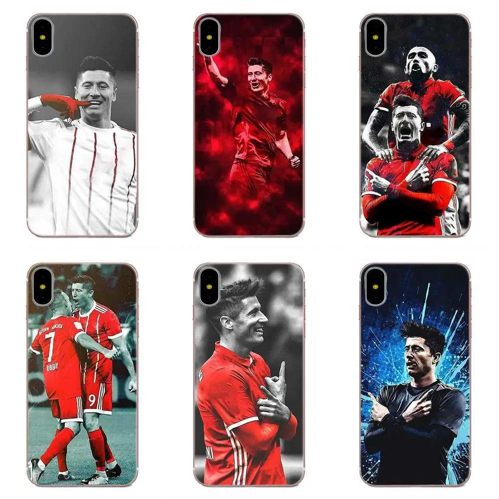 

Soft TPU Capa Cover Case Football Lewandowski For Apple iPhone 4 4S 5 5C 5S SE 6 6S 7 8 Plus X XS Max XR