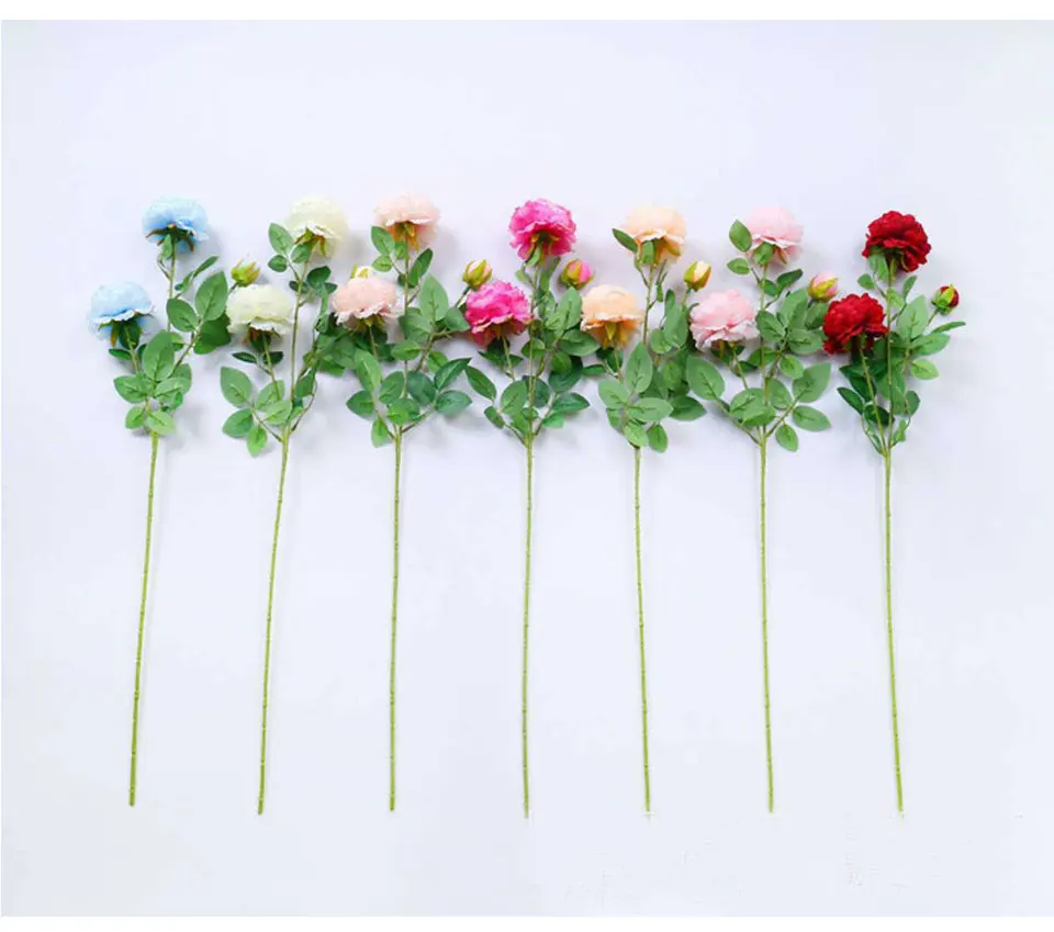 Artificial Flowers 3 Heads White Yellow Peonies Silk Flowers Peony Artificial Flower Wedding Decor for Home Peonies Color_10