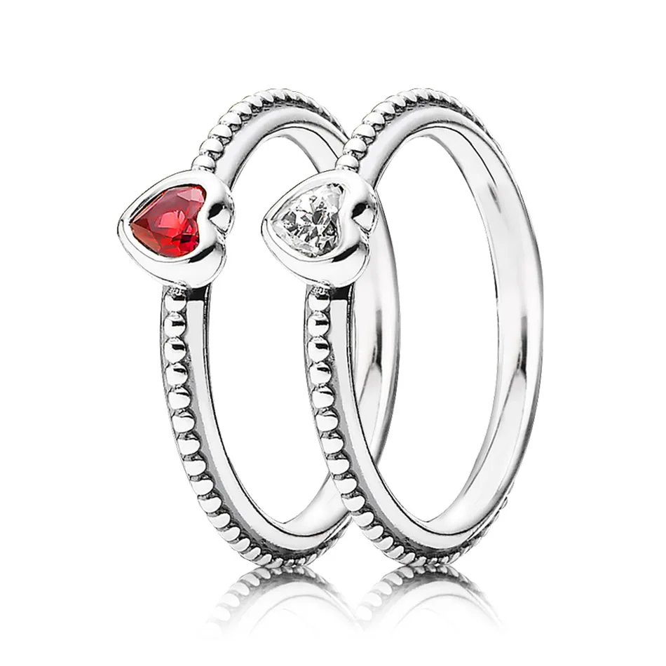 

Authentic S925 Sterling Silver Women Jewelry Lady Ring Girl Birthday Gift One Love Ring Finger anel Clear & Red CZ