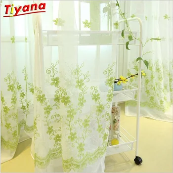 

New White Blue Flower Embroidered Voile Curtains for Living Room the Bedroom Sheer Curtains Tulle Window Curtains Fabric *20